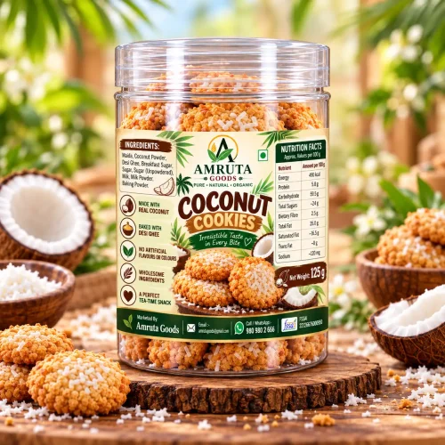 Amruta Goods Coconut Cookies made with coconut powder and desi ghee