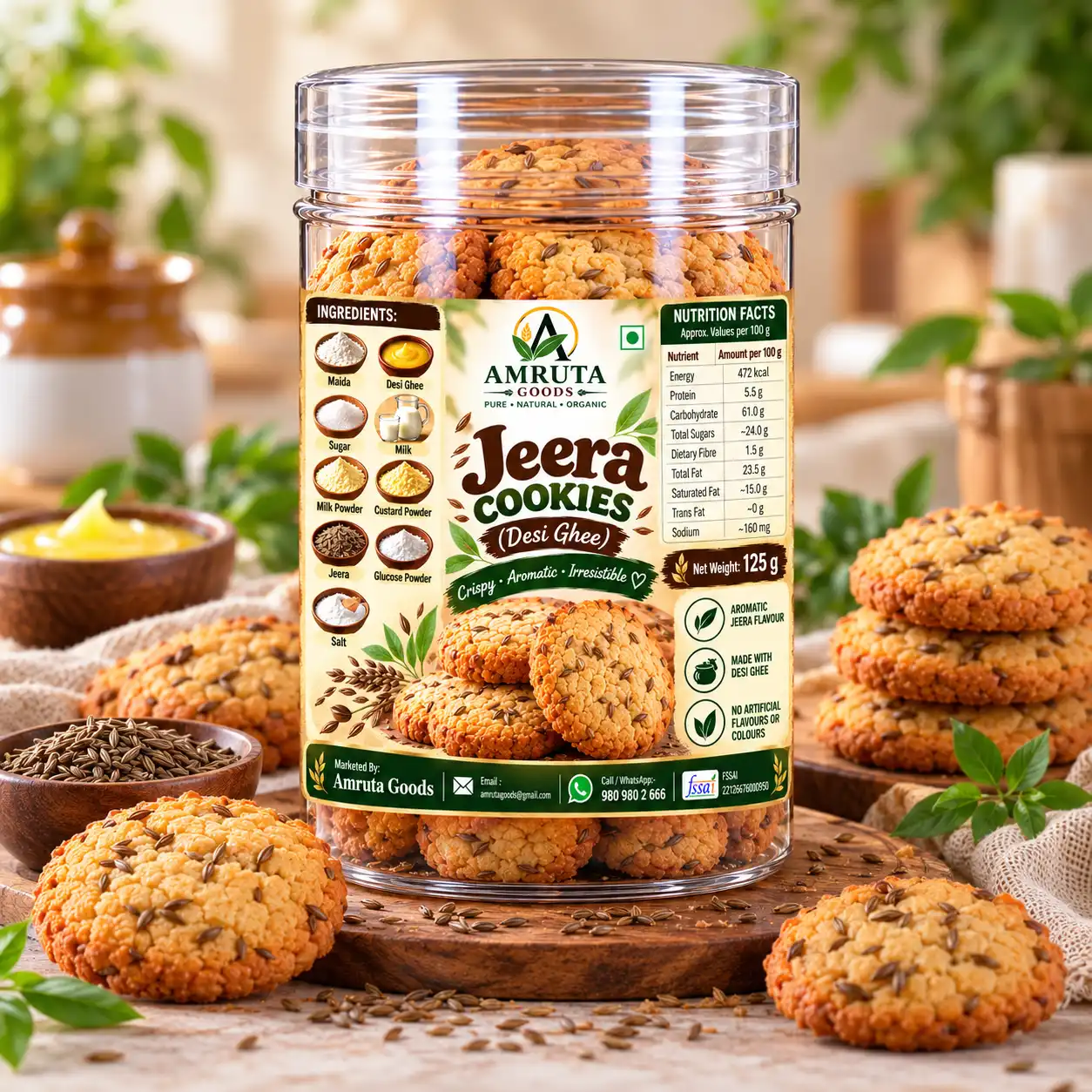 Amruta Goods Jeera Cookies made with desi ghee and aromatic cumin