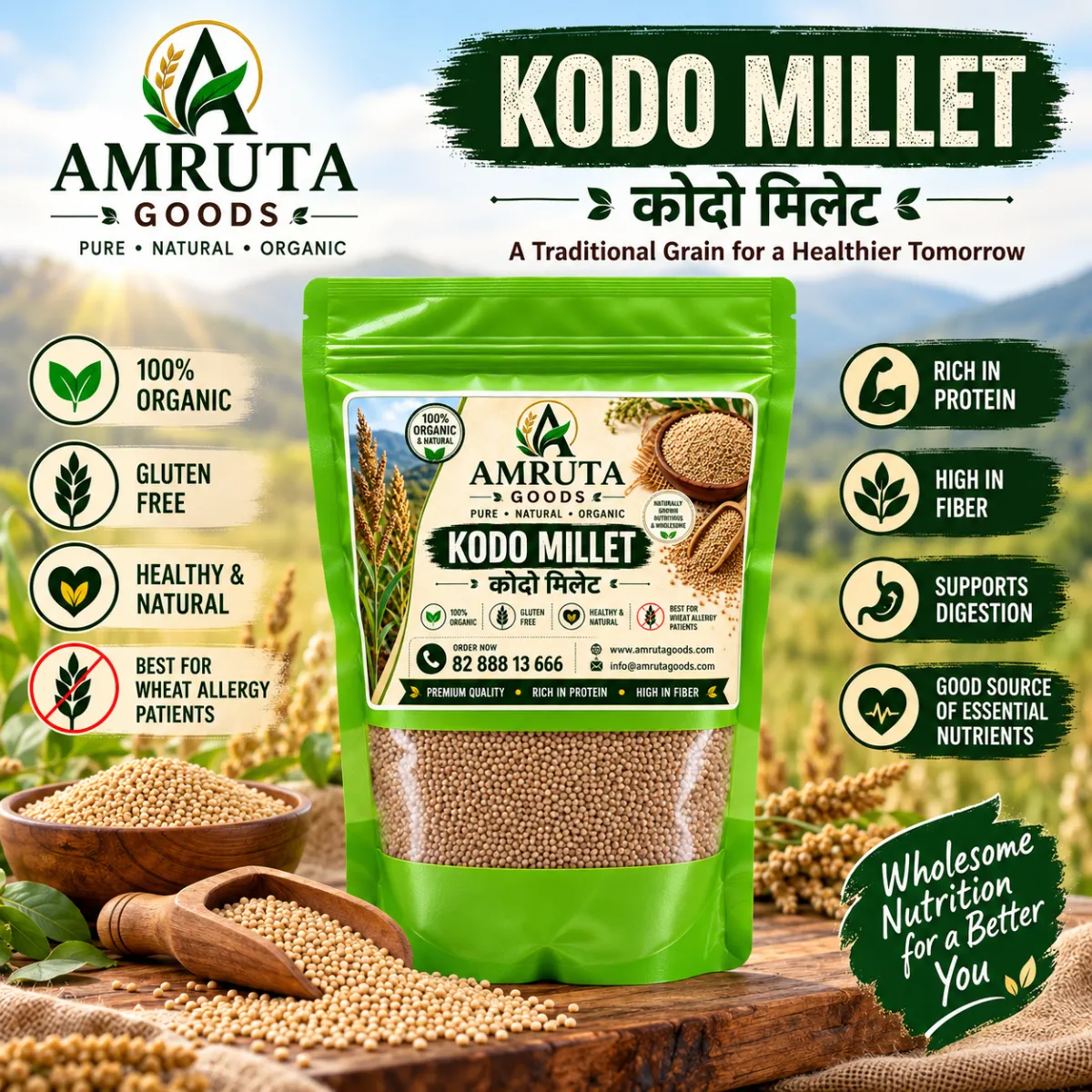 Buy Kodo Millet Online | Natural & Nutritious | Amruta Goods - Image 3