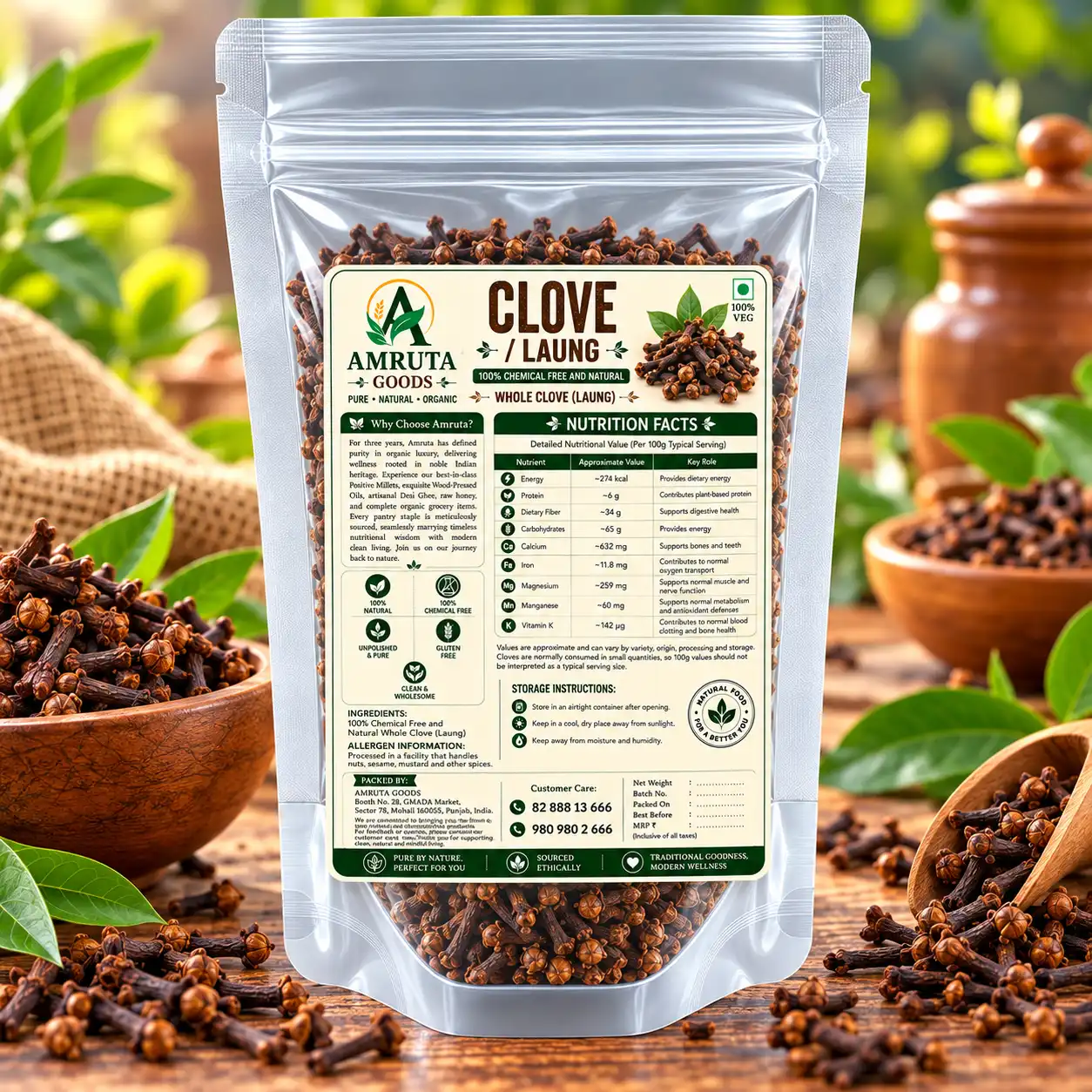 Amruta Goods Long Clove Laung Whole Cloves