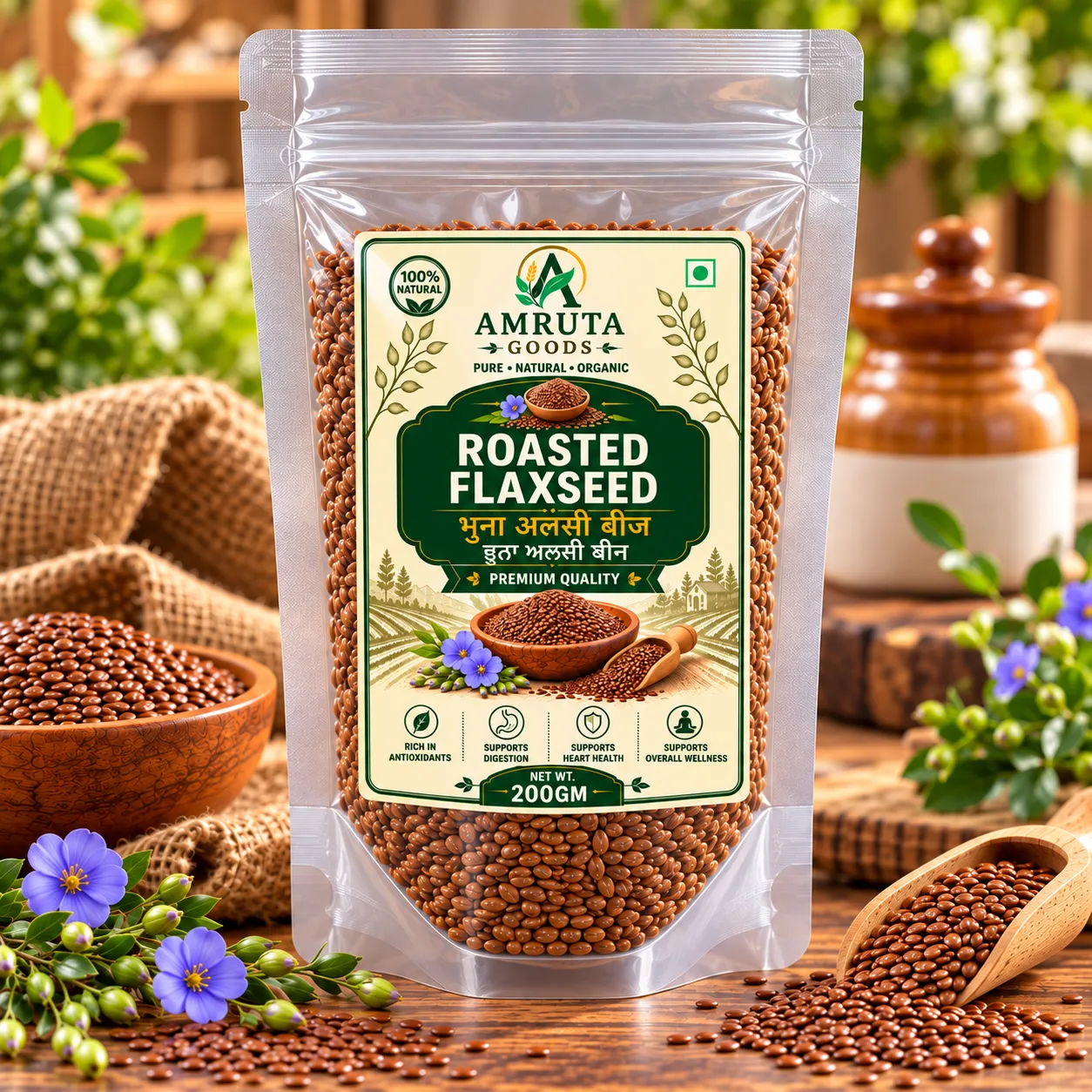 Amruta Goods Roasted Flaxseed Alsi Seeds